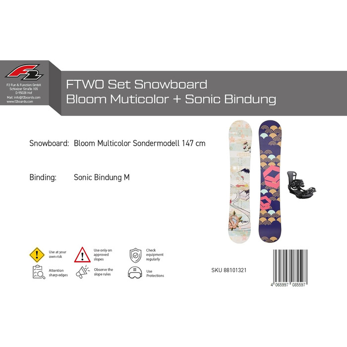 Сноуборд жіночий FTWO Bloom Multicolor 147 см з кріпленнями M - Розпродаж