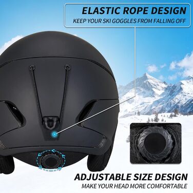 Шкільний шолом з маскою, DXH811. Унісекс, знімні навушники, дихаюча вентиляція, регульований захист від УФ-випромінювання. Підходить для сноубордингу та катання на лижах. Матовий чорний + маска + шолом M