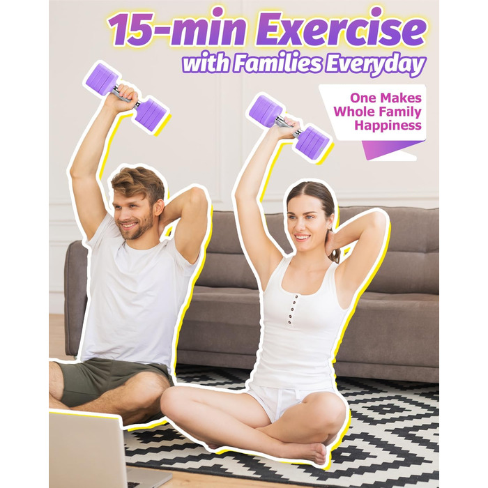 Набір гантелей Fragraim 5 кг x 2, регульовані, для дому, фітнесу, силових тренувань (фіолетовий)