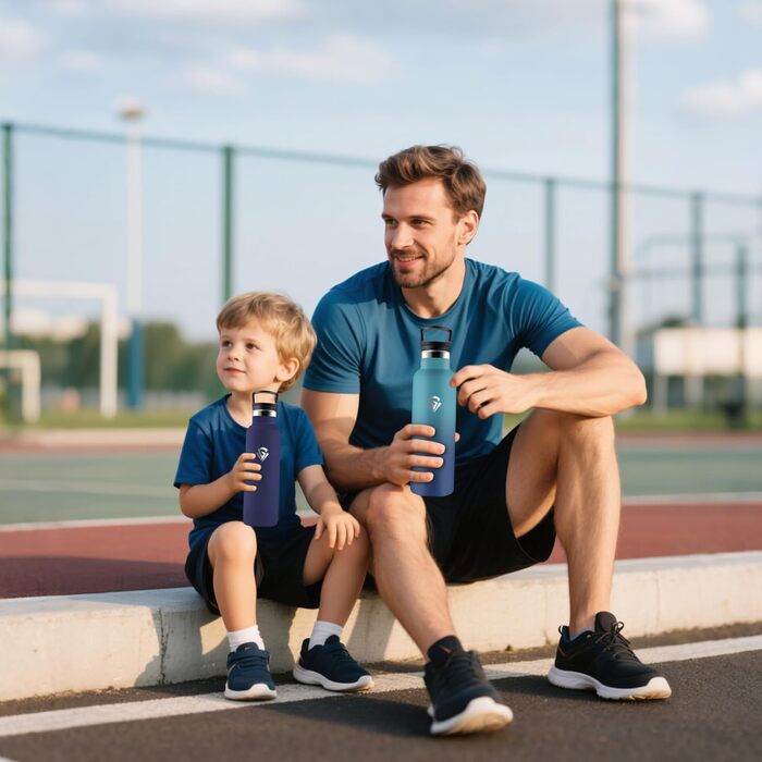 Термофляга 500 мл, нержавіюча сталь, з соломкою, без BPA, подвійна ізоляція, для води, термокружка, витримує газовані напої, темно-синій