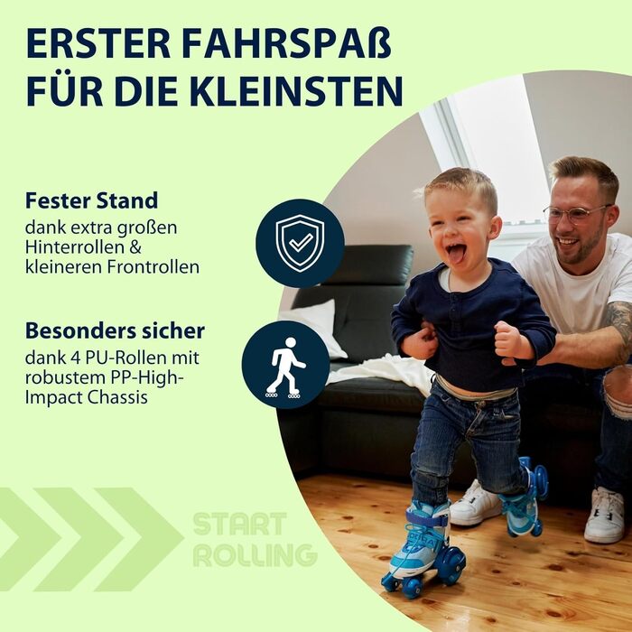 Дитячі ролики Hudora My First Quad - розміри та кольори, для дітей до 20 кг, регульовані, безпечні, з великими колесами (26-29)