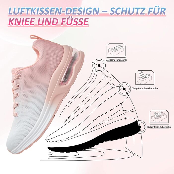 Жіночі кросівки для фітнесу та бігу Laufschuhe Rosa (42 EU) з амортизацією та підтримкою стопи