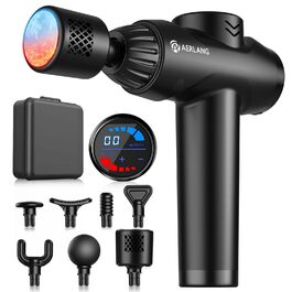 Масажер AERLANG з підігрівом та охолодженням: для зняття м'язового болю, 7 насадок, тиха робота, ідеальний подарунок для чоловіків (чорний)