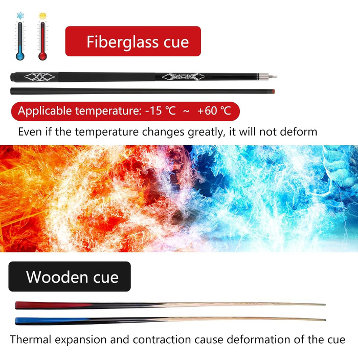 Більярдні кий Dysdensa: кий для більярдного столу з композитного матеріалу Fiberglas-Graphit, вага 510-595 г, довжина 147 см, білий (чорний, 2 шт.)