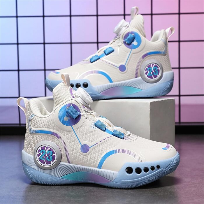 Дитячі баскетбольні кросівки Mateju, High Top, фіолетові, для занять на вулиці, антиковзаючі, дихаючі