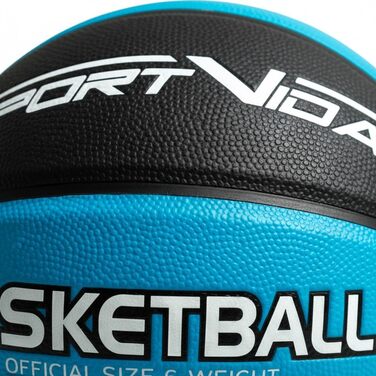 М'яч для баскетболу SportVida, розмір 7 - для гри в приміщенні та на вулиці, з преміум-шкіри PU, антиковзкий, для вулиці та залу, офіційний розмір (75-78 см), чорно-синій