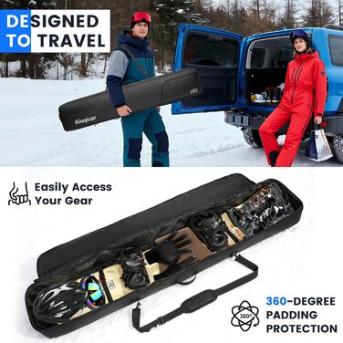 Сумка для сноуборду та черевиків Kioqiear з підкладкою, чорна (до 165 см та 43 розмір)