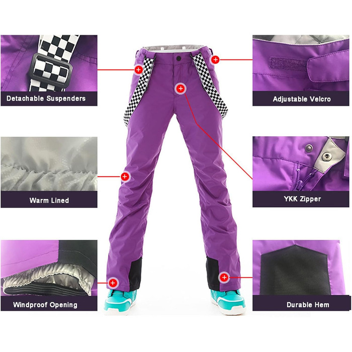 Костюм для сноубордингу та катання на лижах ALSOGO: комплект куртка та штани, водонепроникний, вітрозахисний, для сноубордингу, лиж, альпінізму (S, SMNGN+Black)