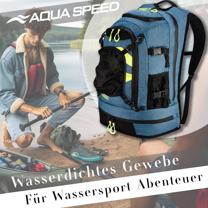 Рюкзак Aqua Speed MAXPACK 42л чорний для спорту та подорожей з мікрофібровим рушником