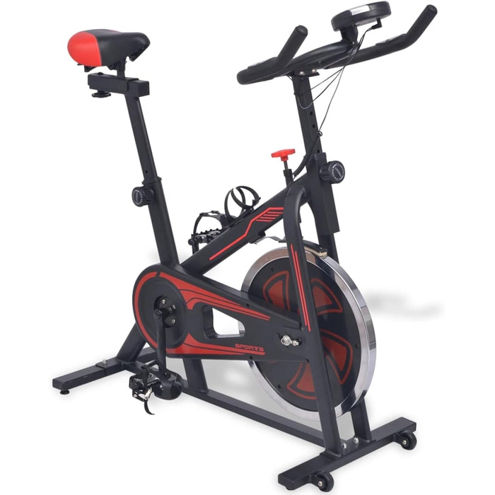 Шерстічний велотренажер з пульсометром, Beintrainer, Ergometer Heimtrainer, Pedaltrainer, Excercise Bike, обладнання для кардіотренувань, чорно-червоний
