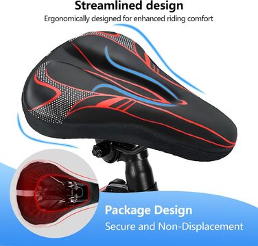 Покриття на сидіння велосипедного сидіння AUVSTAR Gel, гелеве, дихаюче, преміум, для гірського велосипеда, для чоловіків та жінок (Червоний 02)