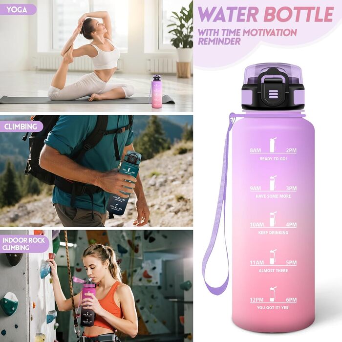 Фляга для води Motswedi з трубочкою, 1500 мл, BPA-free, для спорту, без витоку, підходить для газованої води, жовтогаряча, 1500 мл