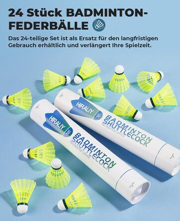 Волан для бадмінтону HIRALIY нейлон, 12/24 шт., висока швидкість, для тренувань та гри в приміщенні/на вулиці, для молоді