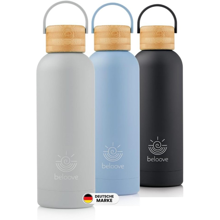 Термос-бутилка beloove з нержавіючої сталі, BPA-free, подвійні стінки, герметична, підходить для газованої води, зносостійке порошкове покриття, 500/750 мл