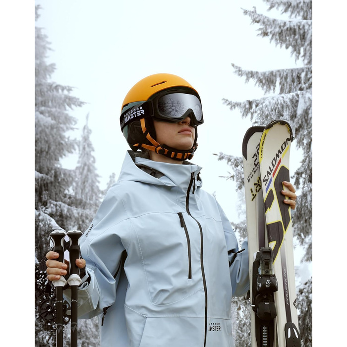 Шолом OutdoorMaster ELK MIPS з маскою для гірськолижного спорту - комплект для чоловіків, жінок та молоді, помаранчевий