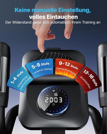 Еліптичний тренажер MERACH E33 для дому: 16 рівнів опору, самостійне живлення, до 150 кг, ультратихий, з додатком