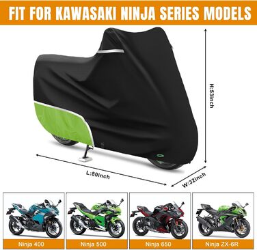 Водонепроникний чохол для мотоцикла 420D Oxford для Kawasaki Z900 Z1000 Z750 ER6N Z800 Ninja 500 (без багажника)