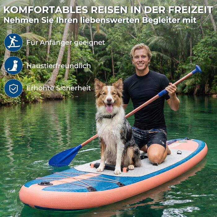 Надувний SUP борд Devoko 320x80x15 см з аксесуарами, 2-в-1 (сапборд + каяк), для серфінгу, риболовлі, йоги (блакитно-помаранчевий)