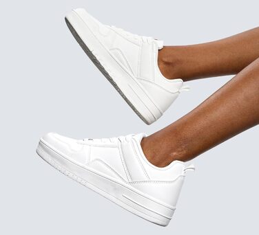 Жіночі кеди LUCKY STEP з блискучими стразами, шкіряні низькі кросівки на шнурівках, білі (38 EU)