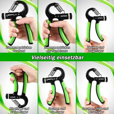 Фітнес-тренажер для пальців Profi Fitness Handtrainer, регульований 5-60 кг, для зміцнення пальців та підсилення хвата, тренажер для підготовки передпліч, 2 шт. (зелений) + E-Book з вправами