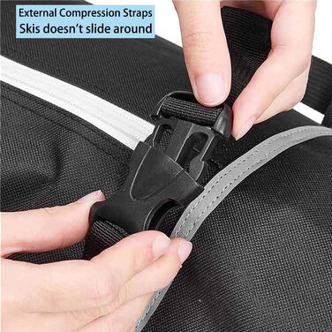 Чохол для лиж MOPHOEXII MOOCY: містка сумка для подорожей, підходить для лиж до 200 см, чорний з зеленим кантом