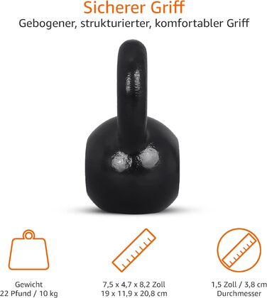 Гиря з чавуну Amazon Basics 10 кг – спортивний інвентар для фітнесу
