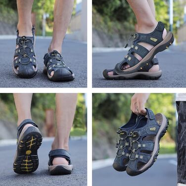 Чоловічі сандалі FLARUT для туризму та відпочинку на природі, шкіряні трекінгові сандалі, сині, 42 EU