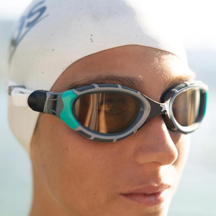 Окуляри для плавання Zoggs Predator Flex Polarized (чорно-зелені) – для відкритих вод, антизапітні, зручні, унісекс