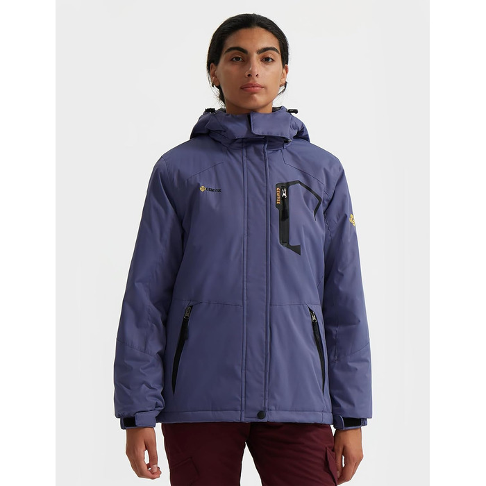 Жіноча лижна куртка GEMYSE: водонепроникна, тепла, вітрозахисна, зимова, сіра, фіолетова, XL