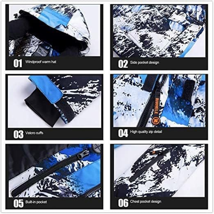 Костюм чоловічий зимовий HOTIAN: комплект куртка та штани для сноубордингу, катання на лижах, походів та альпінізму (L, 2blue+blue)