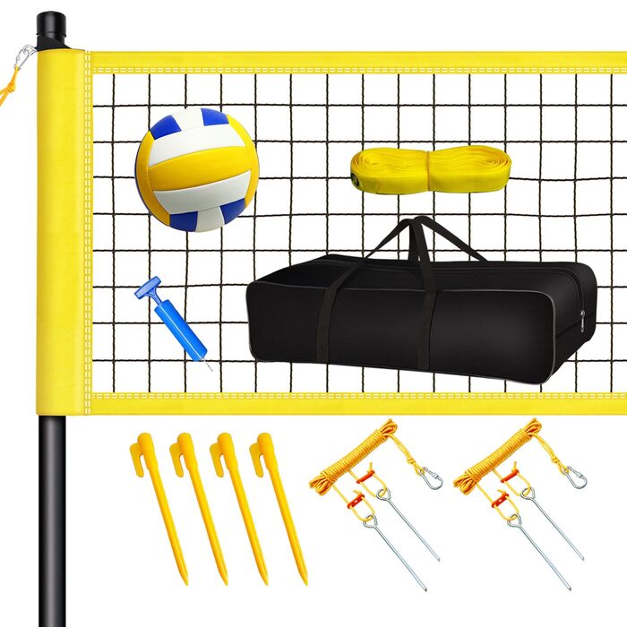 Набір для волейболу: мобільний волейбольний набір для саду, пляжу, газону. Регульована висота.