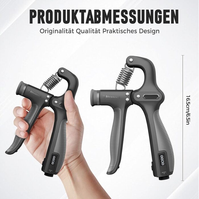 Електронний тренажер для зміцнення хвата з підрахунком, тренажер зап'ястя, для розвитку сили хвата, регульований опір 5-60 кг, чорний