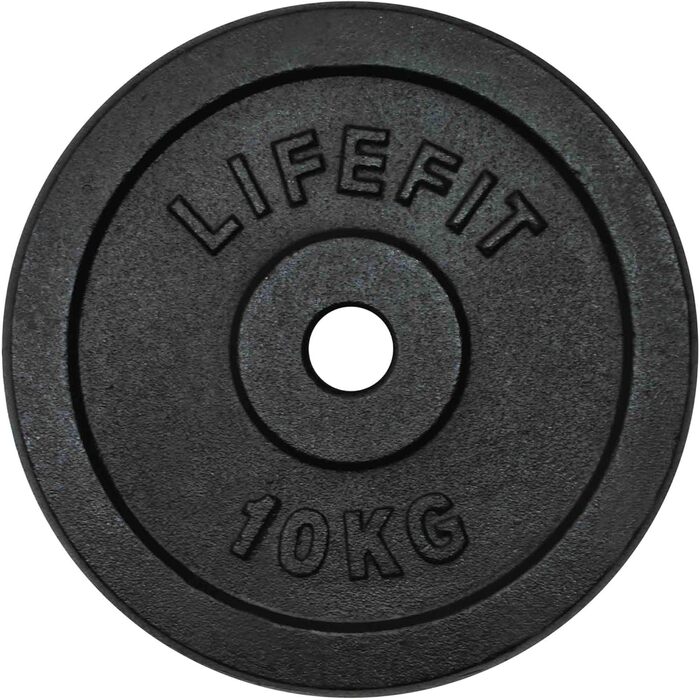 Диск для штанги LIFEFIT, чорний, 10 кг, для тренувань