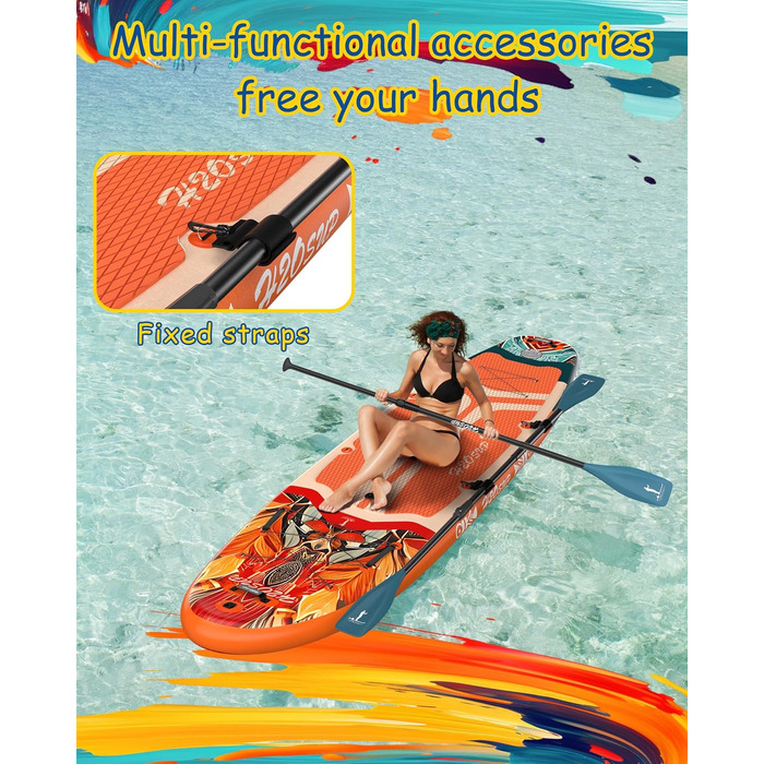 Надувне SUP-борд H2OSUP: широкий, стабільний дизайн, аксесуари преміум-класу, для риболовлі, йоги, Orange