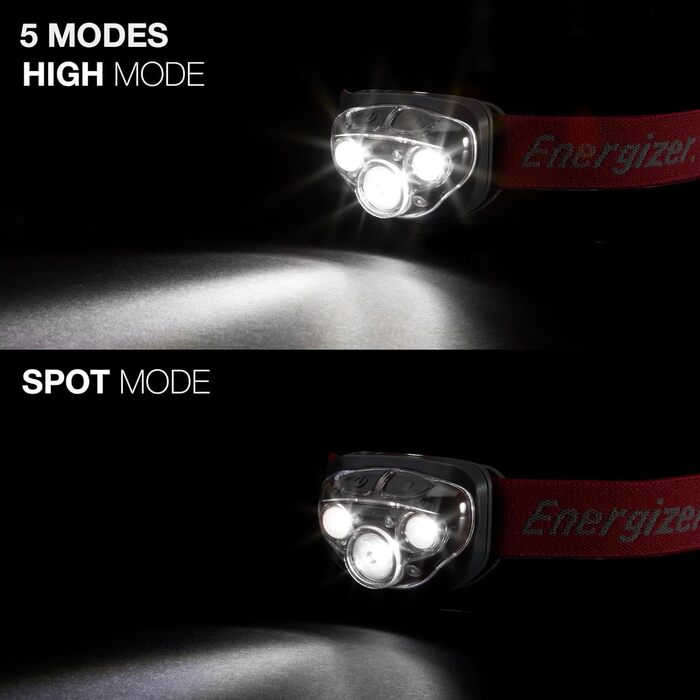 Ліхтар на лоб Energizer LED, супер яскравий для кемпінгу, відпочинку на природі та походів, з батарейкою, колір: іржаво-червоний