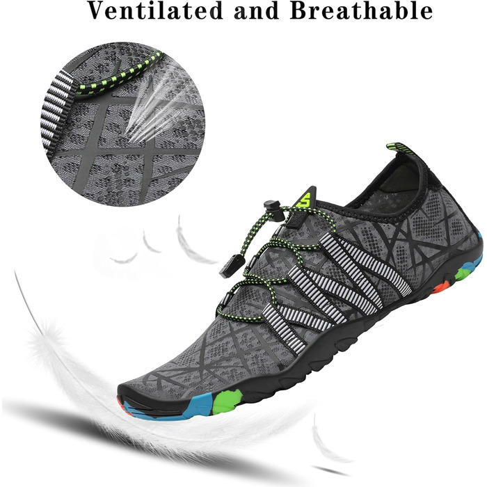 Чоботи для плавання та відпочинку Saguaro: чоловічі, жіночі, дитячі, розмір 35-48 (сірий, смужки)