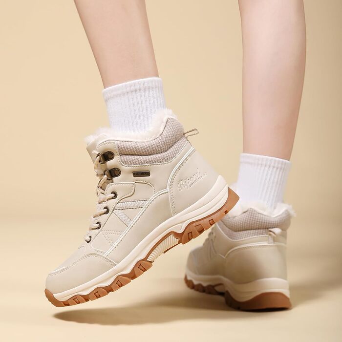 Зимові черевики для жінок, зимові чоботи, теплі трекінгові черевики, снігоступи, світло-бежевий колір, розмір 36-41, EU 38