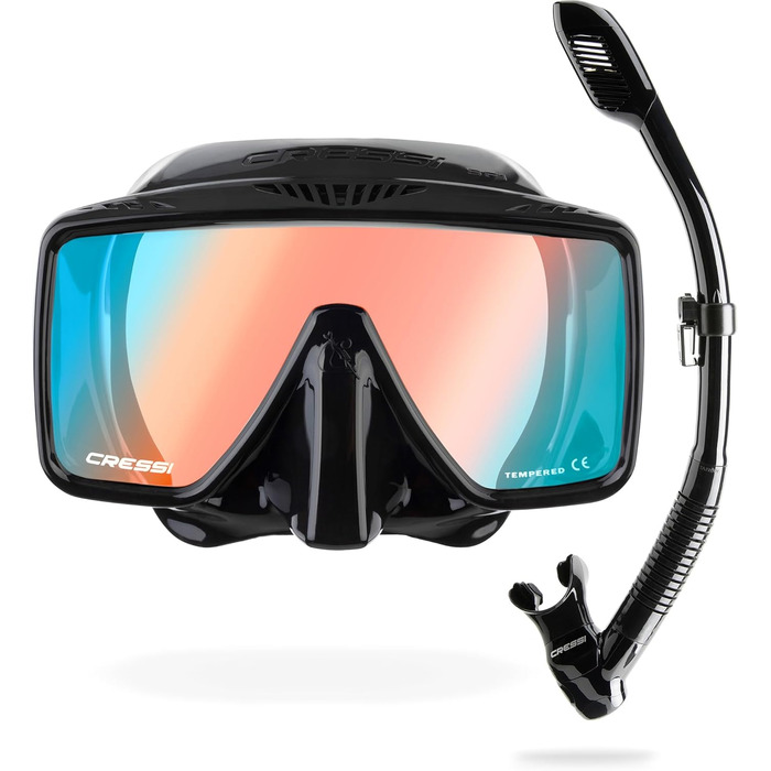 Маска для снорклінгу та дайвінгу Cressi SF1 - безкаркасна, чорно-синьо-помаранчева, універсальний розмір