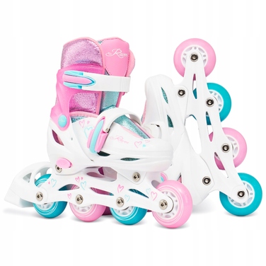 Регульовані ролики RAVEN Loret Glitter White/Mint/Pink (розмір 30-33) з LED-колесами