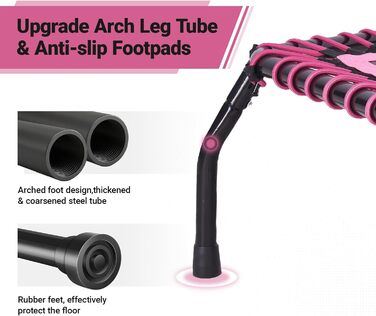 Міні-батут для дорослих, 121,9 см, батут для фітнесу, домашній та вуличний, з T-поручнем (рожевий)