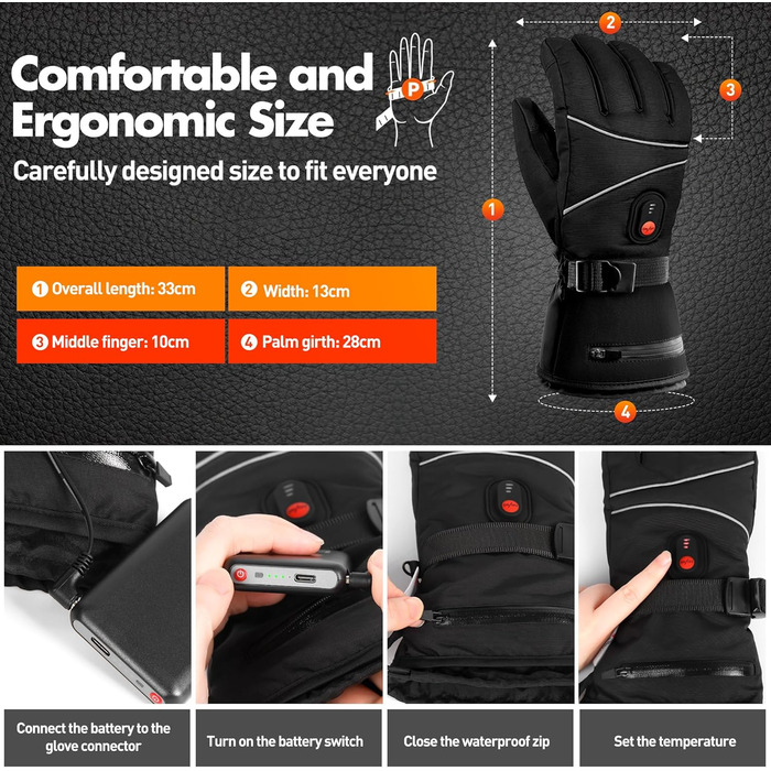 Обогревні рукавички DeeprBetter для жінок та чоловіків, 5000mAh, водонепроникні, з 3 рівнями нагріву, сенсорний екран, для мотоцикла, гірськолижного спорту та велосипеда