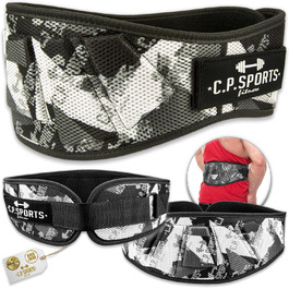 Пояс для важкої атлетики C.P. Sports – фітнес-пояс для бодібілдингу, силових тренувань, важкої атлетики. Міцний нейлоновий пояс для жінок та чоловіків, професійний, ультралегкий, розмір M (87-97 см), колір камуфляжний білий