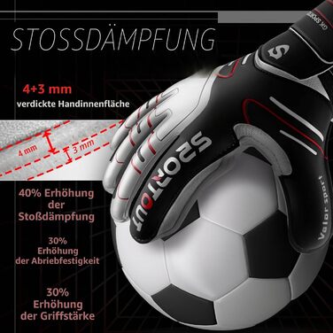 Воротарські рукавиці Sportout з Fingersave для дітей та дорослих, 4мм латекс, чорні