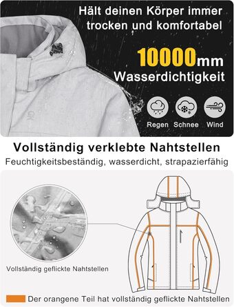 Водонепроникна куртка Little Donkey Andy для жінок, легка та дихаюча, для активного відпочинку та походів, Upgrade/Türki meliert (XXL, Upgrade/Hellgrau meliert)