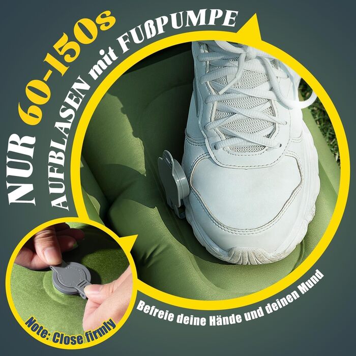 Каремат туристичний Yuzonc Double, самонадувний, з насосом, зелено-блакитний