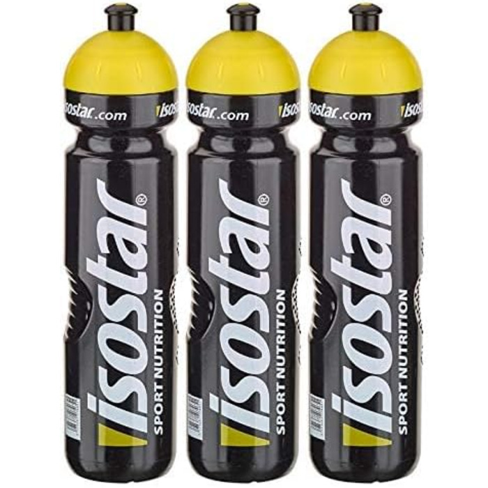 Спортивна пляшка для води Isostar 1000 мл, BPA-free, для бігу, велоспорту, тренажерного залу, туризму, герметична кришка Push & Pull (набір 3 шт.)