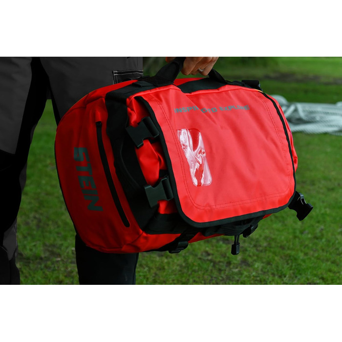 Водостійка сумка-рюкзак STEIN Metro 40 л, червона — трансформер з ПВХ-покриття, компресійними ременями та м'якими плечовими ременями