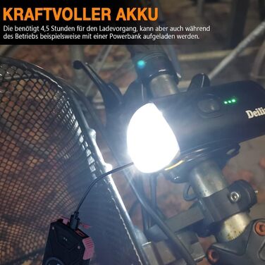 Набір велосипедних ліхтів Deilin: LED, 70 Lux, USB, водонепроникні (IPX5), переднє та заднє освітлення