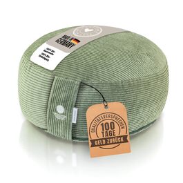 Йога подушка Inner Peace Round Cord 33 x 16 см XL для медитації | З био-бавовни та дінкової вати | Зроблено в Німеччині (світло-зелений)