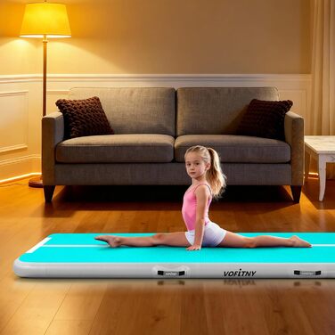 Надувна гімнастична мат для занять спортом та йогою, товщина 10/20 см, розміри 3/4/5/6 м, для дому, парку та води, VofiTNY (Цянова/Рожевий, 5м*1м*0.1м)